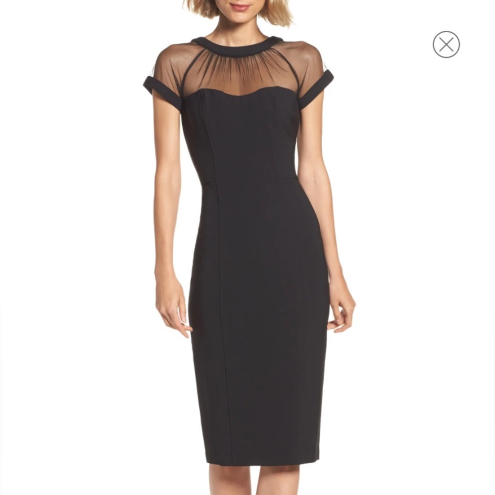 Maggy London Black Sheer Yoke Dress
